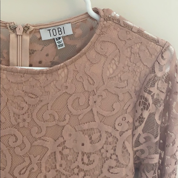 Blush Pink Long Sleeved Bodycon Dress - Picture 3 of 6